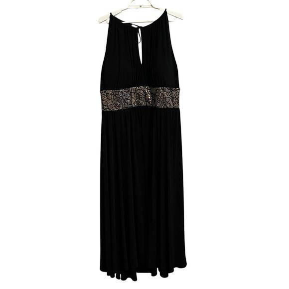 R&M Richards Formal Elegant Black Sleeveless Lace Maxi Dress - Picture 1 of 7